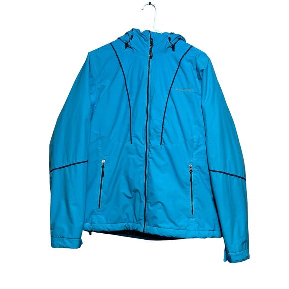 Columbia Jackets & Blazers - Columbia Thermal Coil Blue Nylon Hooded Jacket Size Medium | Excellent Condition